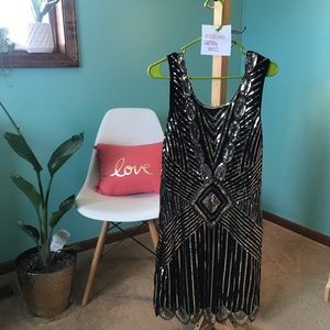 Gatsby Sequin Dress | 20s Dress | Black and Gold